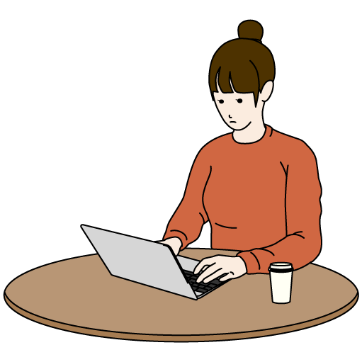 パソコン作業をする女性のイラスト